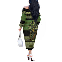 Ireland Celtic Knot Off The Shoulder Long Sleeve Dress Celtic Nation Heritage Pride - Wonder Print Shop
