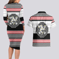 Isle of Man Celtic Knot Couples Matching Long Sleeve Bodycon Dress and Hawaiian Shirt Celtic Nation Heritage Pride - Wonder Print Shop