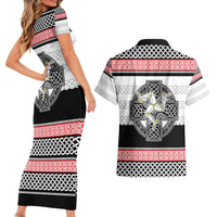 Isle of Man Celtic Knot Couples Matching Short Sleeve Bodycon Dress and Hawaiian Shirt Celtic Nation Heritage Pride - Wonder Print Shop