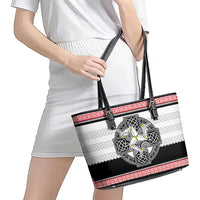 Isle of Man Celtic Knot Leather Tote Bag Celtic Nation Heritage Pride - Wonder Print Shop