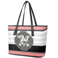 Isle of Man Celtic Knot Leather Tote Bag Celtic Nation Heritage Pride - Wonder Print Shop