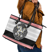 Isle of Man Celtic Knot Leather Tote Bag Celtic Nation Heritage Pride - Wonder Print Shop