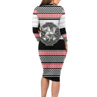 Isle of Man Celtic Knot Long Sleeve Bodycon Dress Celtic Nation Heritage Pride - Wonder Print Shop