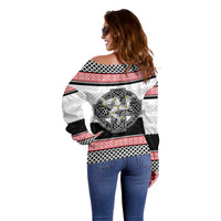 Isle of Man Celtic Knot Off Shoulder Sweater Celtic Nation Heritage Pride - Wonder Print Shop