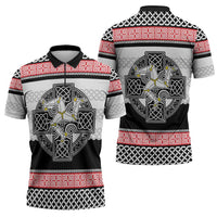 Isle of Man Celtic Knot Zipper Polo Shirt Celtic Nation Heritage Pride - Wonder Print Shop