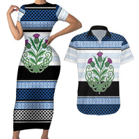 Scotland Celtic Knot Couples Matching Short Sleeve Bodycon Dress and Hawaiian Shirt Celtic Nation Heritage Pride - Wonder Print Shop