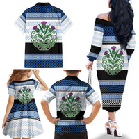 Scotland Celtic Knot Family Matching Off The Shoulder Long Sleeve Dress and Hawaiian Shirt Celtic Nation Heritage Pride - Wonder Print Shop