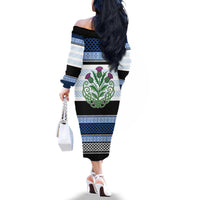 Scotland Celtic Knot Family Matching Off The Shoulder Long Sleeve Dress and Hawaiian Shirt Celtic Nation Heritage Pride - Wonder Print Shop