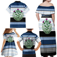 Scotland Celtic Knot Family Matching Off Shoulder Maxi Dress and Hawaiian Shirt Celtic Nation Heritage Pride - Wonder Print Shop