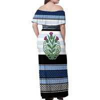 Scotland Celtic Knot Family Matching Off Shoulder Maxi Dress and Hawaiian Shirt Celtic Nation Heritage Pride - Wonder Print Shop