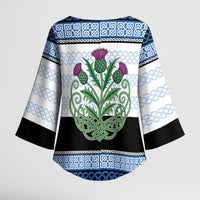 Scotland Celtic Knot Kimono Sleeve Blouse Celtic Nation Heritage Pride - Wonder Print Shop