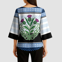 Scotland Celtic Knot Kimono Sleeve Blouse Celtic Nation Heritage Pride - Wonder Print Shop