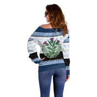 Scotland Celtic Knot Off Shoulder Sweater Celtic Nation Heritage Pride - Wonder Print Shop