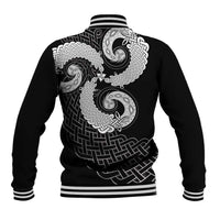 Six Celtic Countries Heritage Baseball Jacket Black Celtic Knot Triskelion - Wonder Print Shop