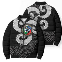 Six Celtic Countries Heritage Bomber Puffer Jacket Black Celtic Knot Triskelion - Wonder Print Shop