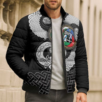 Six Celtic Countries Heritage Bomber Puffer Jacket Black Celtic Knot Triskelion - Wonder Print Shop