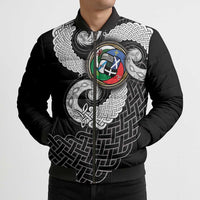 Six Celtic Countries Heritage Bomber Puffer Jacket Black Celtic Knot Triskelion - Wonder Print Shop