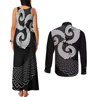 Six Celtic Countries Heritage Couples Matching Tank Maxi Dress and Long Sleeve Button Shirt Black Celtic Knot Triskelion - Wonder Print Shop
