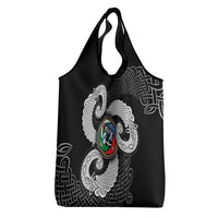 Six Celtic Countries Heritage Grocery Bag Black Celtic Knot Triskelion - Wonder Print Shop