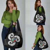 Six Celtic Countries Heritage Grocery Bag Black Celtic Knot Triskelion - Wonder Print Shop