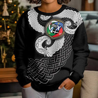Six Celtic Countries Heritage Kid Ugly Christmas Sweater Black Celtic Knot Triskelion - Wonder Print Shop