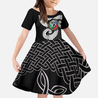 Six Celtic Countries Heritage Kid Short Sleeve Dress Black Celtic Knot Triskelion - Wonder Print Shop