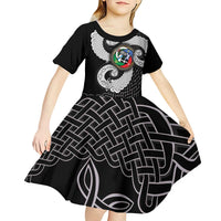 Six Celtic Countries Heritage Kid Short Sleeve Dress Black Celtic Knot Triskelion - Wonder Print Shop