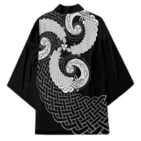 Six Celtic Countries Heritage Kimono Black Celtic Knot Triskelion - Wonder Print Shop