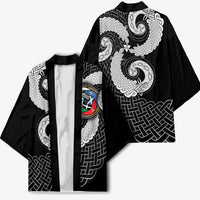Six Celtic Countries Heritage Kimono Black Celtic Knot Triskelion - Wonder Print Shop