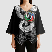 Six Celtic Countries Heritage Kimono Sleeve Blouse Black Celtic Knot Triskelion - Wonder Print Shop