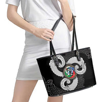Six Celtic Countries Heritage Leather Tote Bag Black Celtic Knot Triskelion - Wonder Print Shop