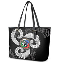 Six Celtic Countries Heritage Leather Tote Bag Black Celtic Knot Triskelion - Wonder Print Shop