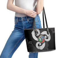 Six Celtic Countries Heritage Leather Tote Bag Black Celtic Knot Triskelion - Wonder Print Shop