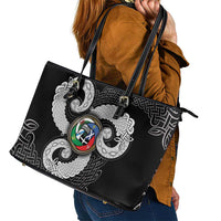 Six Celtic Countries Heritage Leather Tote Bag Black Celtic Knot Triskelion - Wonder Print Shop