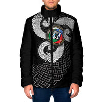 Six Celtic Countries Heritage Padded Jacket Black Celtic Knot Triskelion - Wonder Print Shop