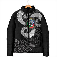 Six Celtic Countries Heritage Padded Jacket Black Celtic Knot Triskelion - Wonder Print Shop