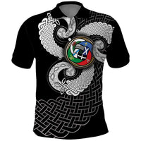 Six Celtic Countries Heritage Polo Shirt Black Celtic Knot Triskelion - Wonder Print Shop