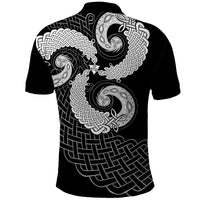 Six Celtic Countries Heritage Polo Shirt Black Celtic Knot Triskelion - Wonder Print Shop