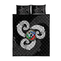 Six Celtic Countries Heritage Quilt Bed Set Black Celtic Knot Triskelion - Wonder Print Shop