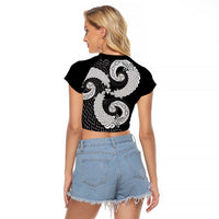 Six Celtic Countries Heritage Raglan Cropped T Shirt Black Celtic Knot Triskelion - Wonder Print Shop