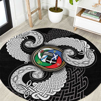 Six Celtic Countries Heritage Round Carpet Black Celtic Knot Triskelion - Wonder Print Shop