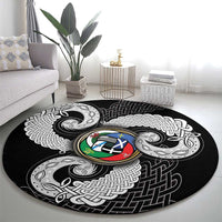 Six Celtic Countries Heritage Round Carpet Black Celtic Knot Triskelion - Wonder Print Shop