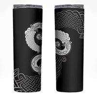 Six Celtic Countries Heritage Skinny Tumbler Black Celtic Knot Triskelion - Wonder Print Shop