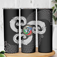 Six Celtic Countries Heritage Skinny Tumbler Black Celtic Knot Triskelion - Wonder Print Shop