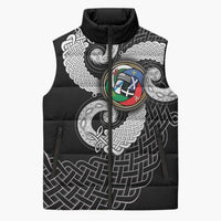 Six Celtic Countries Heritage Sleeveless Puffer Jacket Black Celtic Knot Triskelion - Wonder Print Shop