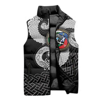 Six Celtic Countries Heritage Sleeveless Puffer Jacket Black Celtic Knot Triskelion - Wonder Print Shop