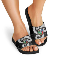 Six Celtic Countries Heritage Slide Sandals Black Celtic Knot Triskelion - Wonder Print Shop