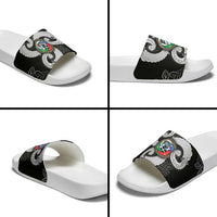 Six Celtic Countries Heritage Slide Sandals Black Celtic Knot Triskelion - Wonder Print Shop