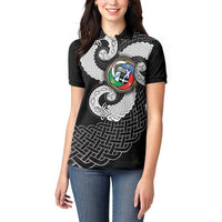 Six Celtic Countries Heritage Women Polo Shirt Black Celtic Knot Triskelion - Wonder Print Shop