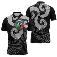 Six Celtic Countries Heritage Zipper Polo Shirt Black Celtic Knot Triskelion - Wonder Print Shop